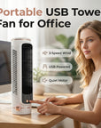 Portable USB Tower Fan with 3 Speeds