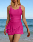 👙 LIMITED-TIME 50% OFF! 🌺 Double Strap Ruched Skirted Swimsuit – Tummy Control, Secure Support, Quick-Dry ✨