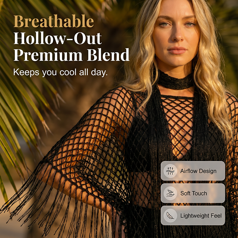 💐Summer Metallic Crochet Cover-Up – Lightweight, Flowy &amp; Effortlessly Stylish summer outfit