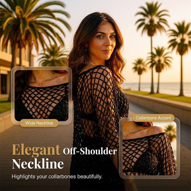 💐Summer Metallic Crochet Cover-Up – Lightweight, Flowy &amp; Effortlessly Stylish summer outfit
