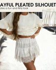 🌸Chic Pleated Lace Trim Mini Skirt