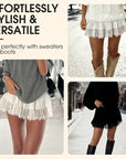 🌸Chic Pleated Lace Trim Mini Skirt