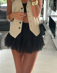 🌸Chic Pleated Lace Trim Mini Skirt