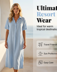 Women's Casual Linen Blend Shirt Dress