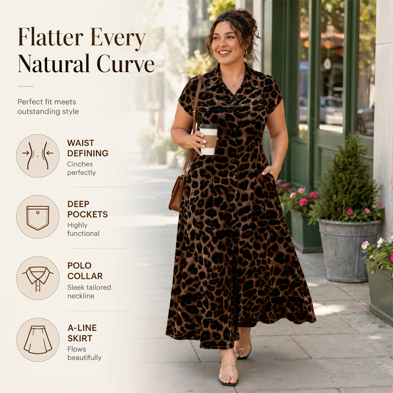 👗 50% OFF NOW! 🐆 Women's Elegant Leopard Print Lapel Dress – Chic, Flattering &amp; Bold Statement Style 🥂