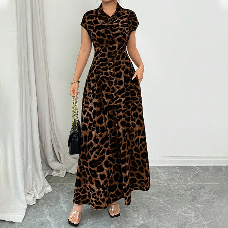 👗 50% OFF NOW! 🐆 Women's Elegant Leopard Print Lapel Dress – Chic, Flattering &amp; Bold Statement Style 🥂