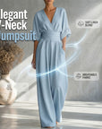 Women's V-Neck High Waist Wide Leg Jumpsuit