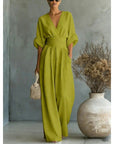 Women's V-Neck High Waist Wide Leg Jumpsuit