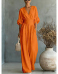 Women's V-Neck High Waist Wide Leg Jumpsuit